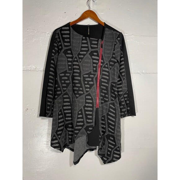 IC by Connie K Geometric Asymmetrical Tunic Jacket Artsy Lagenlook Size M - Picture 2 of 13